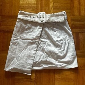 Urban Outfitters Cream White Asymmetrical Belted Skirt